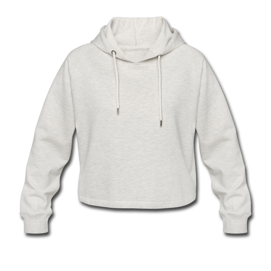 Damen Cropped Hoodie Personalisierbar - Beige meliert