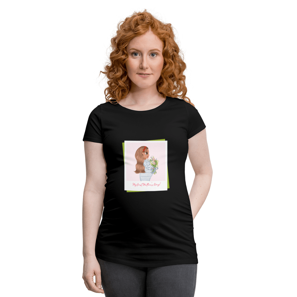 Frauen Schwangerschafts-T-Shirt - Schwarz witzige Cartoon Design für schwangere Mama