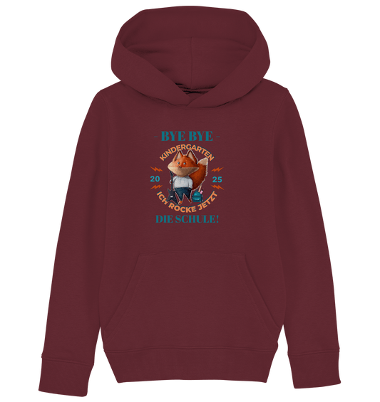 Kapuzenpullover Bye Bye Kindergarten 2025 mit Fuchs in burgundy