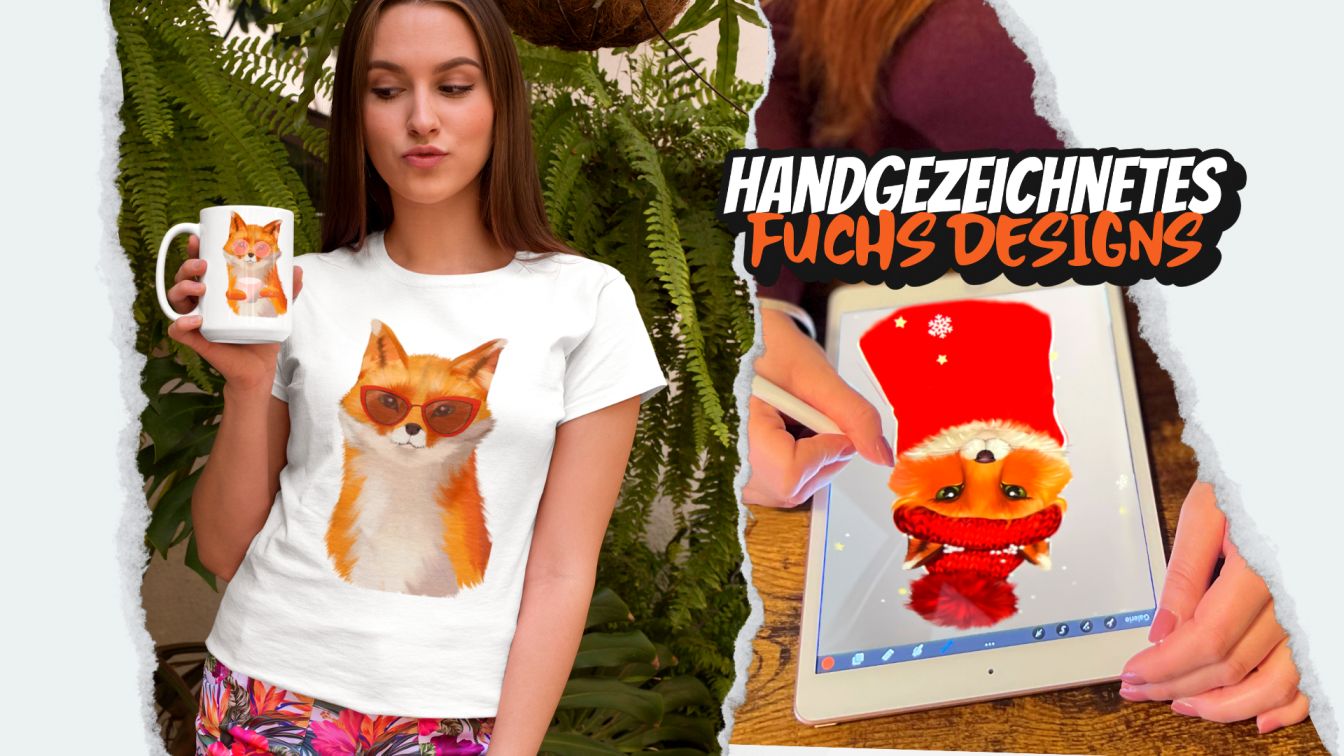 Fuchs Motive T-Shirt Damen und Tasse mit Fuchsmotiv von BLOOMINIC