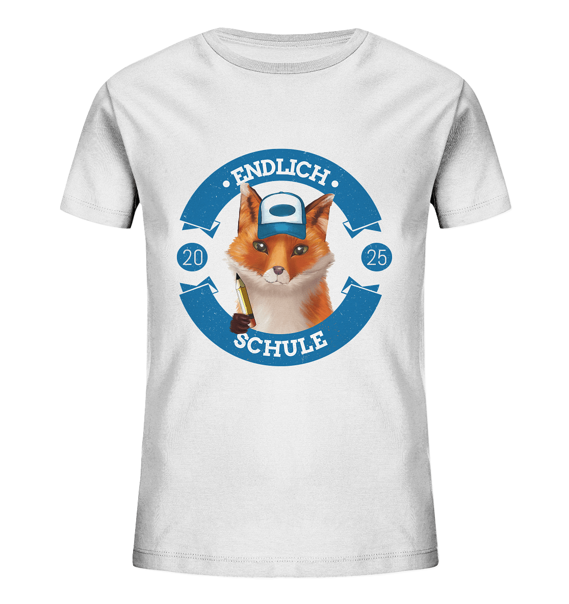 Endlich-Schule-2025-T-Shirt-mit-Fuchs-print-in-weiss