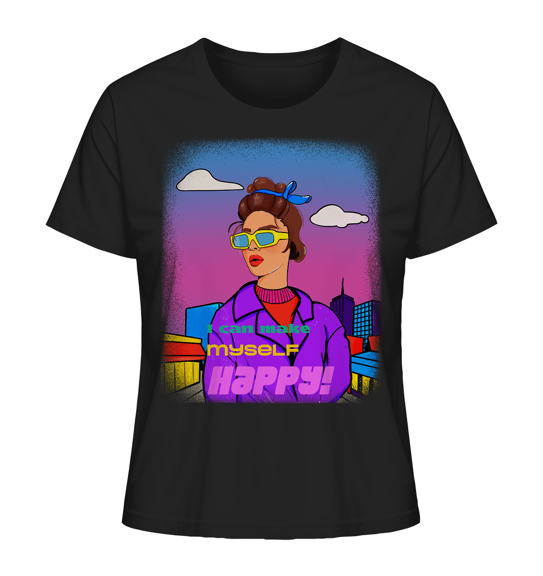 I can make myself Happy Damen T-Shirt in schwarz