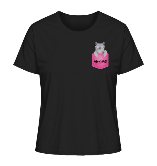 Katze In Der Brusttasche T-Shirt in schwarz