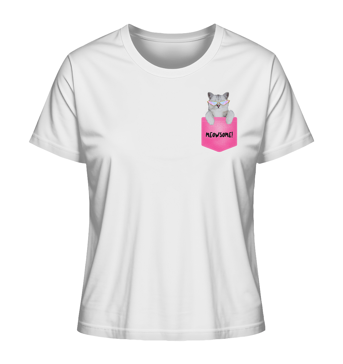 Katze In Der Brusttasche T-Shirt in weiß