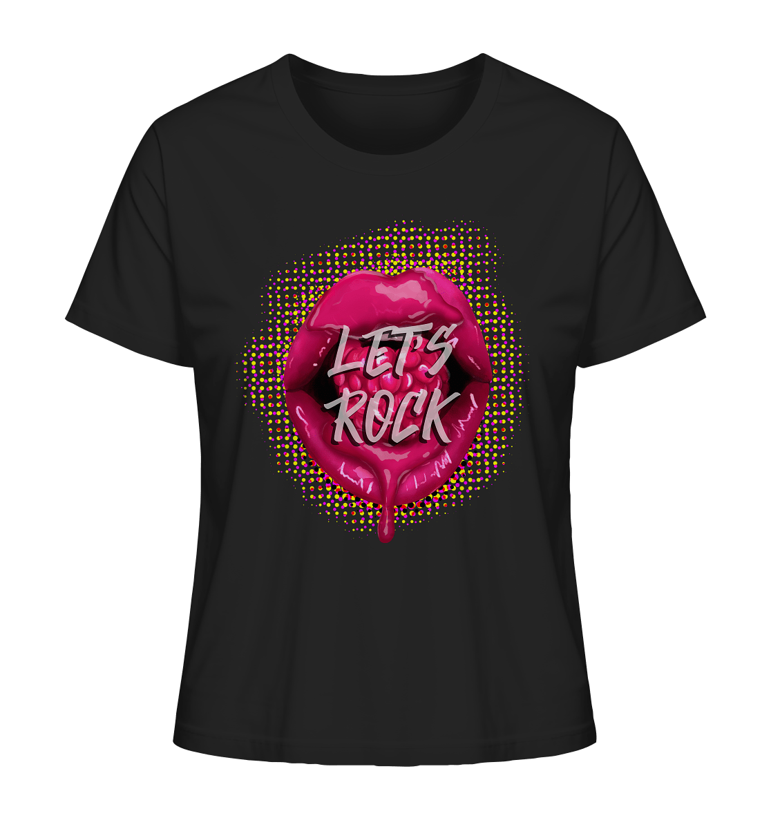 Let's Rock sexy Lips Pop T-Shirt mit Lippen in schwarz