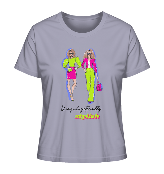 Lime-Green-Pink-Muster-Rundhals-Damen-Shirt-lavender-BLOOMINIC