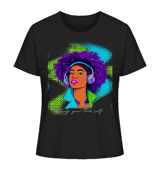 Pop Art Afro Diva T-Shirt in schwarz