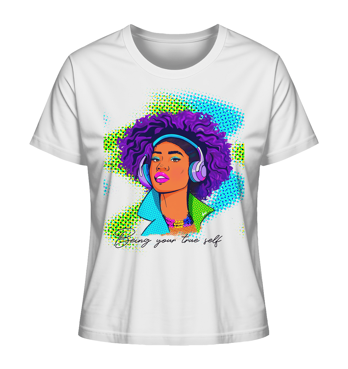 Pop Art Afro Diva T-Shirt in weiss