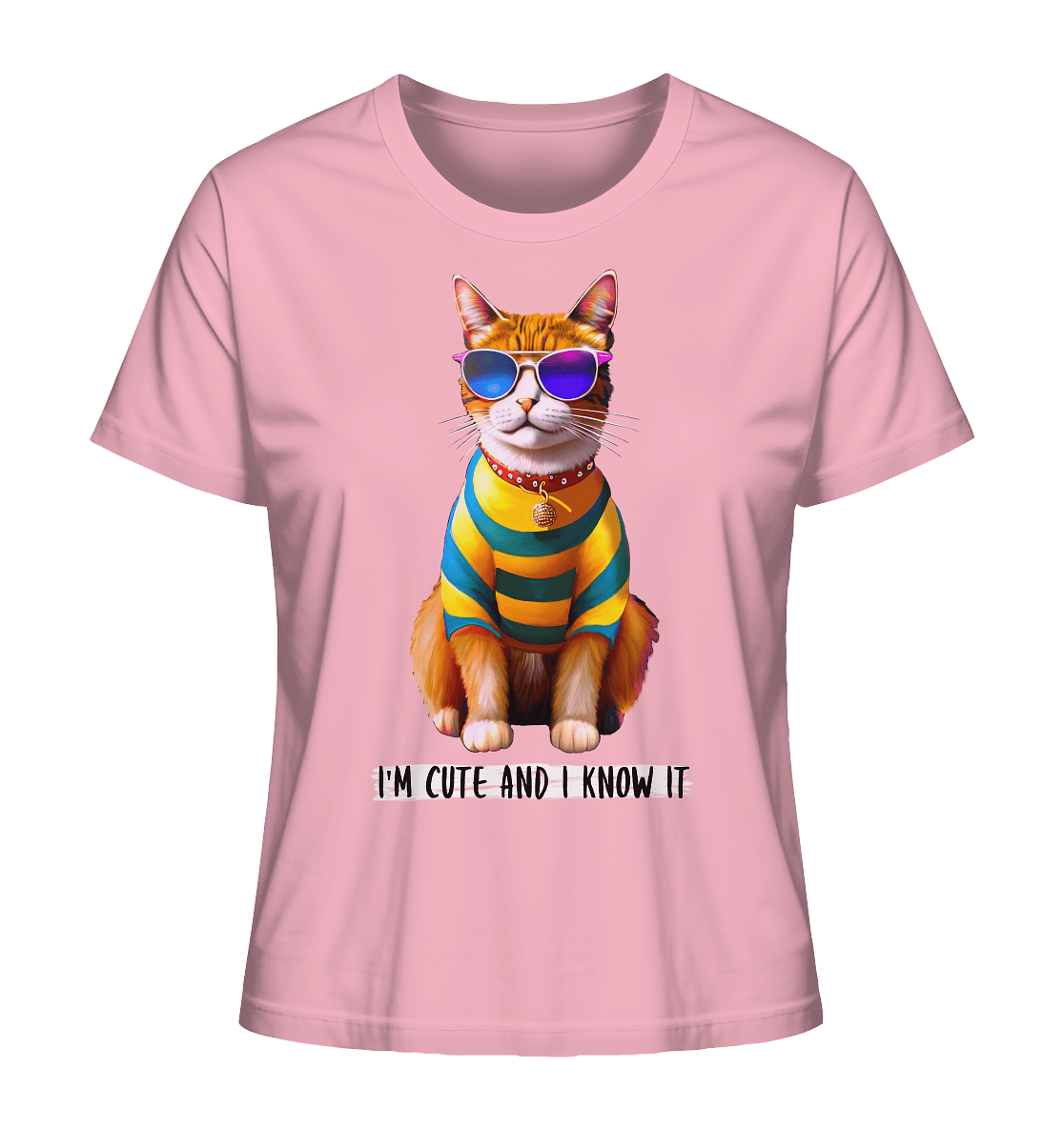 T-Shirt Katze "I'm cute and I know it" in rosa