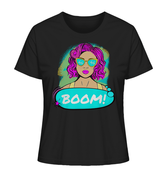 damen t-shirt mit pop art design in rosa von bloominic Comic Style Pop Art Retro