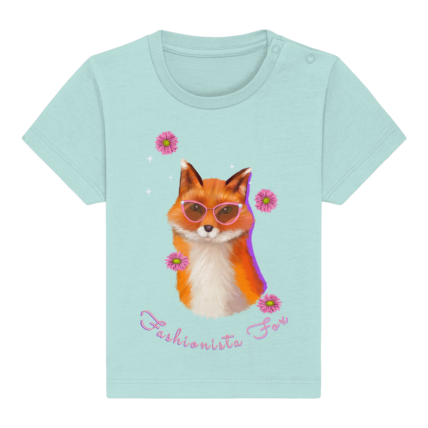 Baby T-Shirt Fuchs mit Blumen