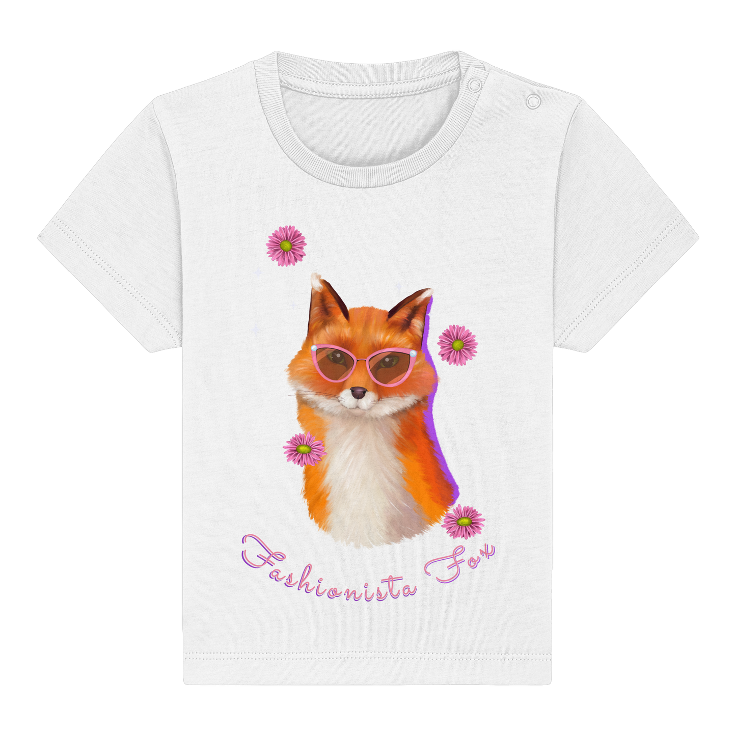 Baby T-Shirt Fuchs mit Blumen