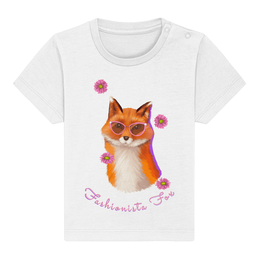 Baby T-Shirt Fuchs mit Blumen