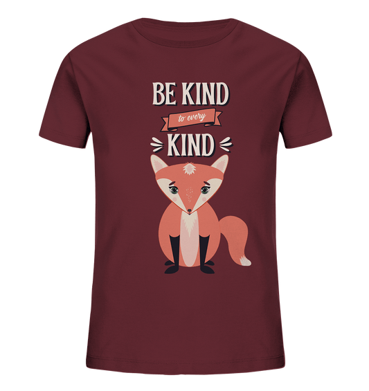 Kinder T-Shirt in burgundi mit handgezeichneten, süßen Fuchs.