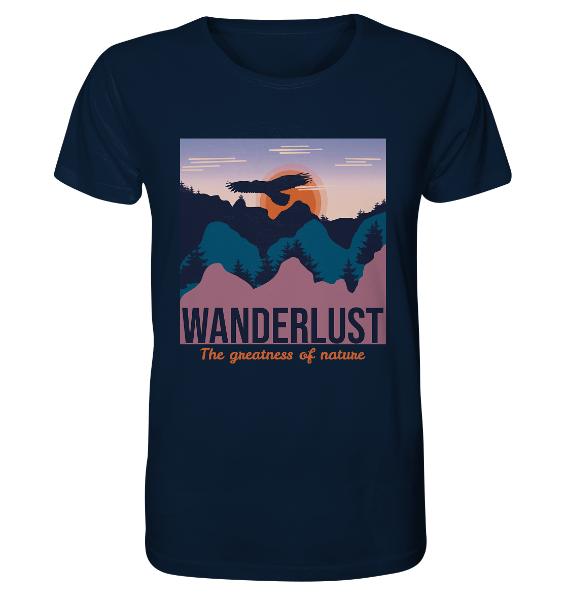Bergmensch Herren T-Shirt wanderlust in navy blau mit Berge Print