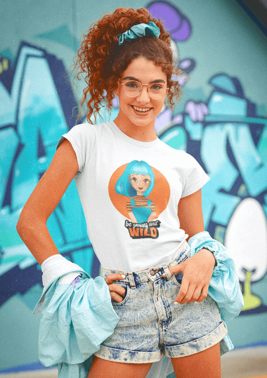 Superheld Kinder T-Shirt mit Cartoon Girl türkis