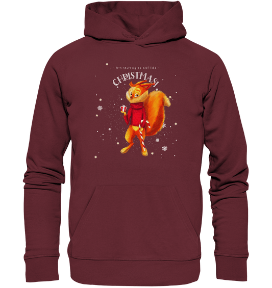 Eichhoernchen-Kapuzenpullover-X-Mas-Hoodie-burgundy-von-BLOOMINIC