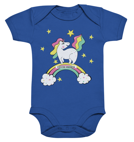 "Einhorn auf dem Regenbogen" Baby Body mit Sternchen