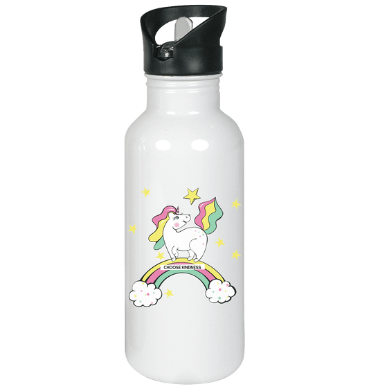  Edelstahl Trinkflasche mit dem Einhorn Pferdchen auf dem Regenbogen