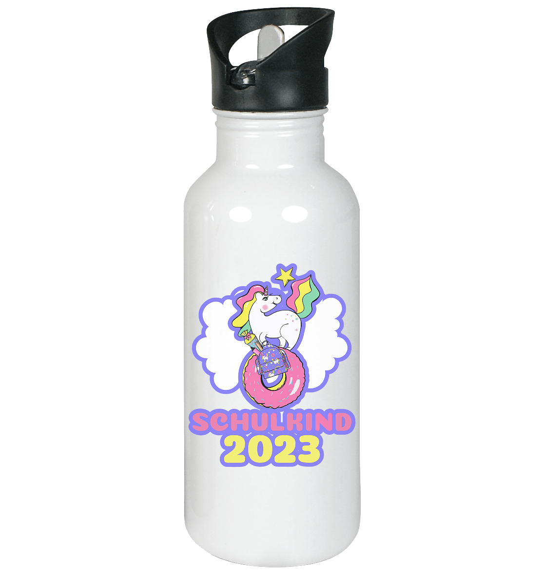Schulkind 2023 Einhorn Edelstahl-Trinkflasche