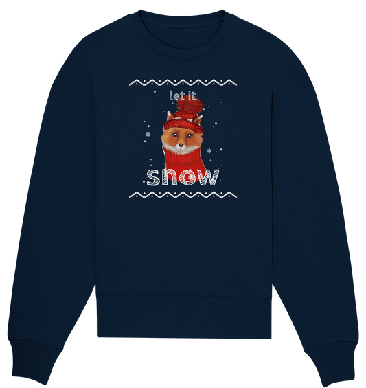Fuchs mit Wintermütze Oversize Sweatshirt Let it snow