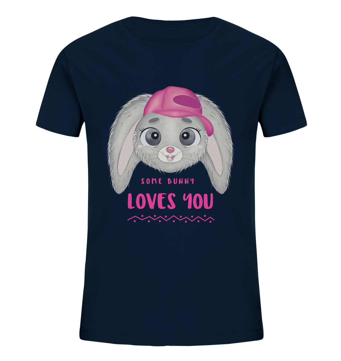 Süßes Cartoon Hase T-Shirt Some Bunny loves you Kinder T-Shirt in navy blau von Bloominic