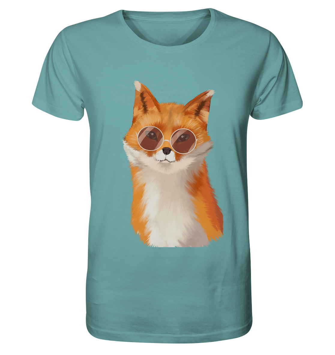 Herren T-Shirt mit Fuchs mit runder Sonnenbrille