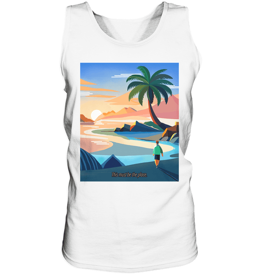 Herren Tank-Top in weiss mit Flat Illustration