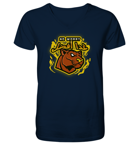 V-Neck Shirt in blau Arabische Schrift غدا أفضل