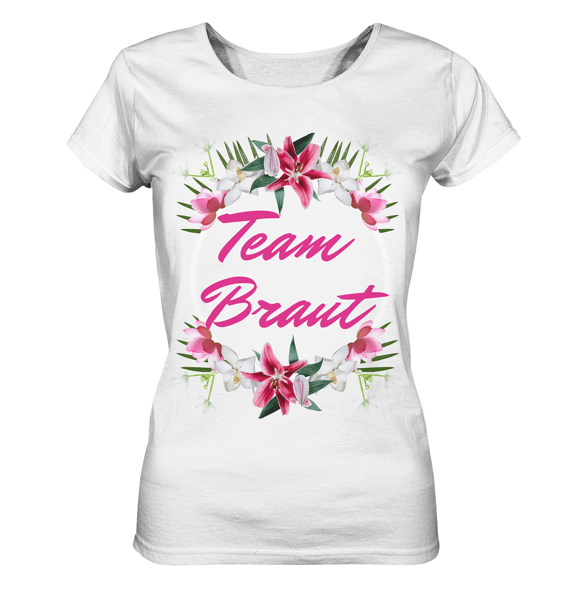 JGA T-Shirt in weiß Team Braut Blumen