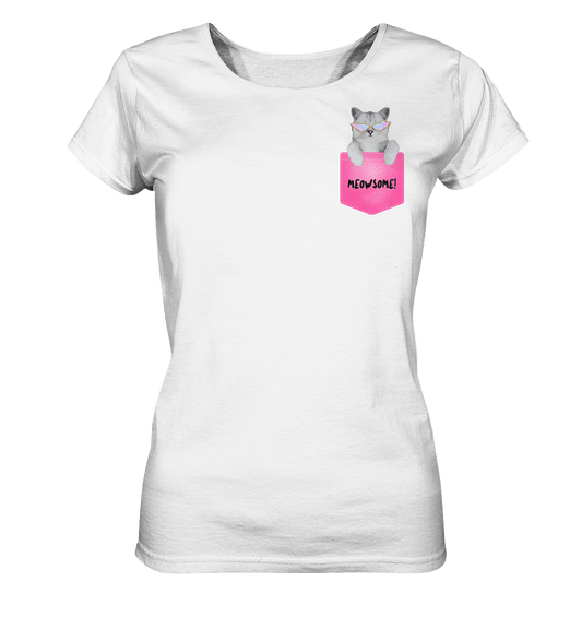 Katze-In-DerBrusttasche-T-Shirt-in-weiss