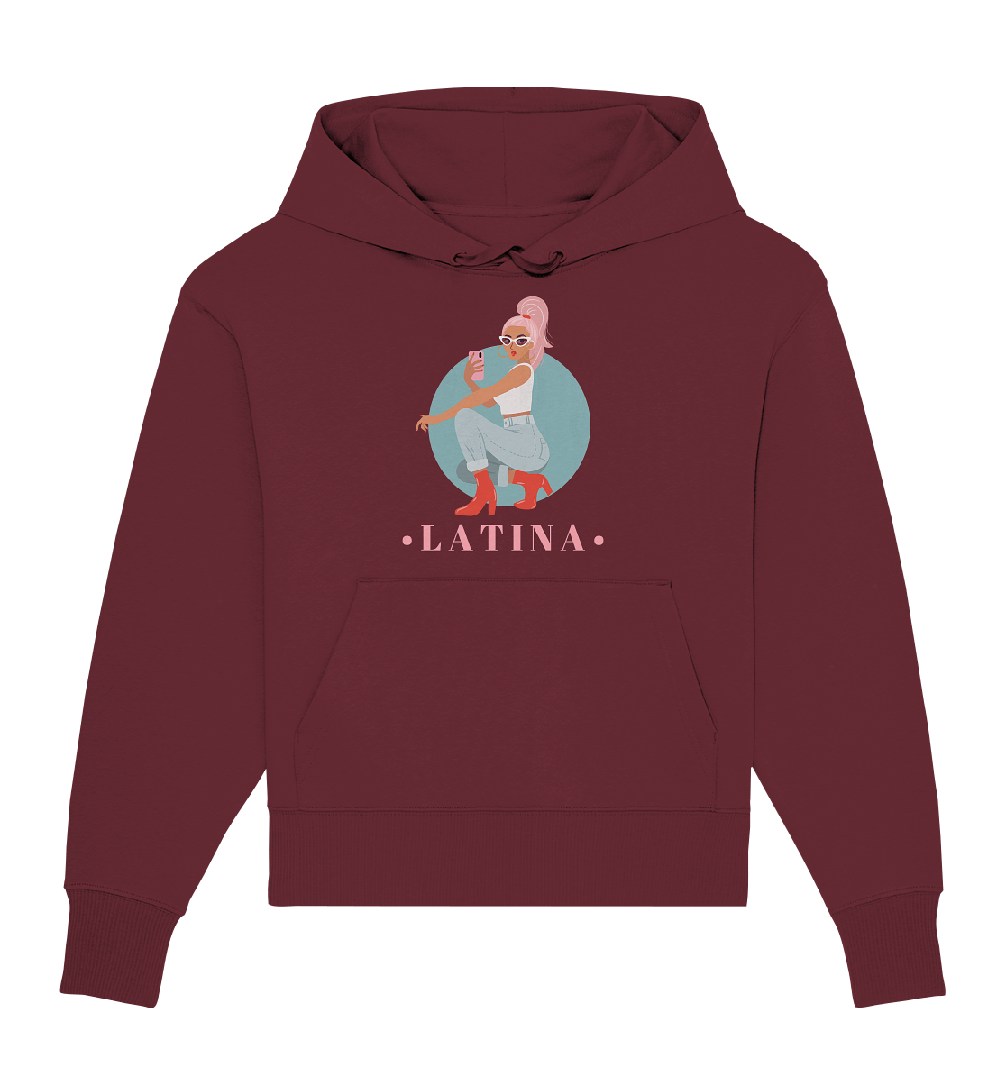 Latina Oversize Hoodie in Burgundi