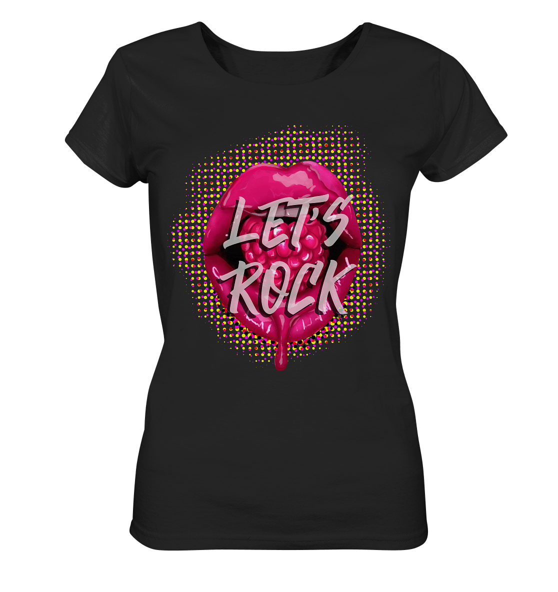 Lets-Rock-sexy-Lips-Pop-Damen-T-Shirt-in-schwarz-mit-Lippen