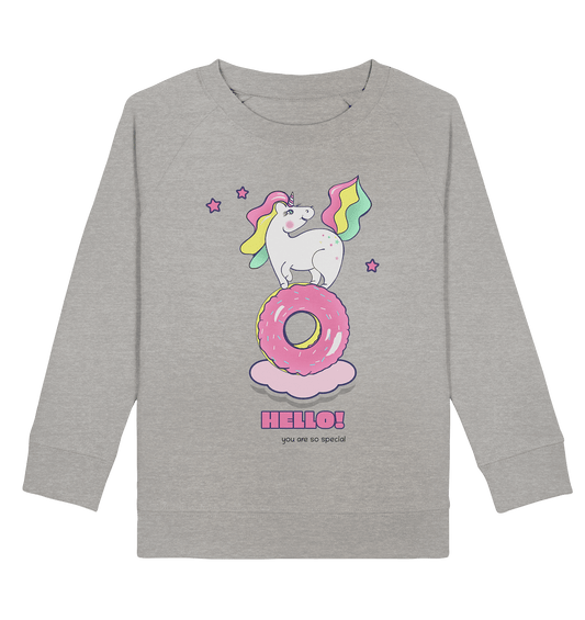 Einhorn Kinder Sweatshirt in grau mit bunten Einhorn von BLOOMINIC