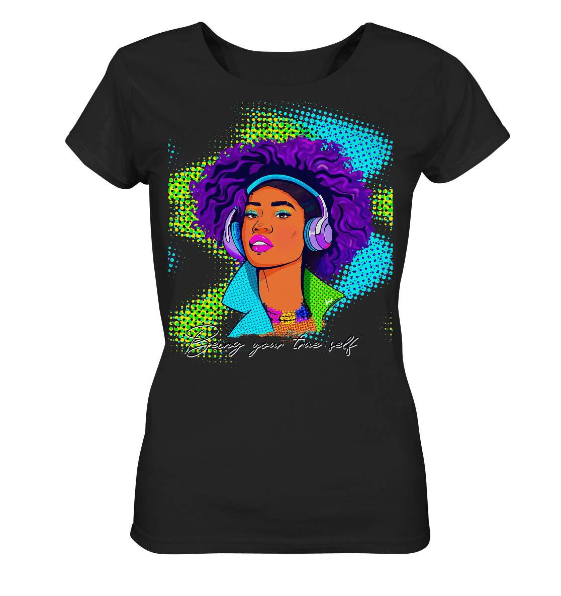 Melanin -Afro -Diva -Pop-Art-Damen-T-Shirt-in-schwarz