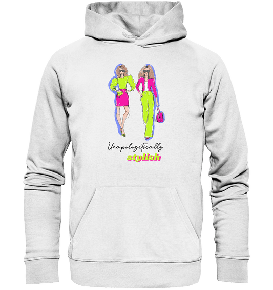 Neon Lime green Pink Hoodie in weiß