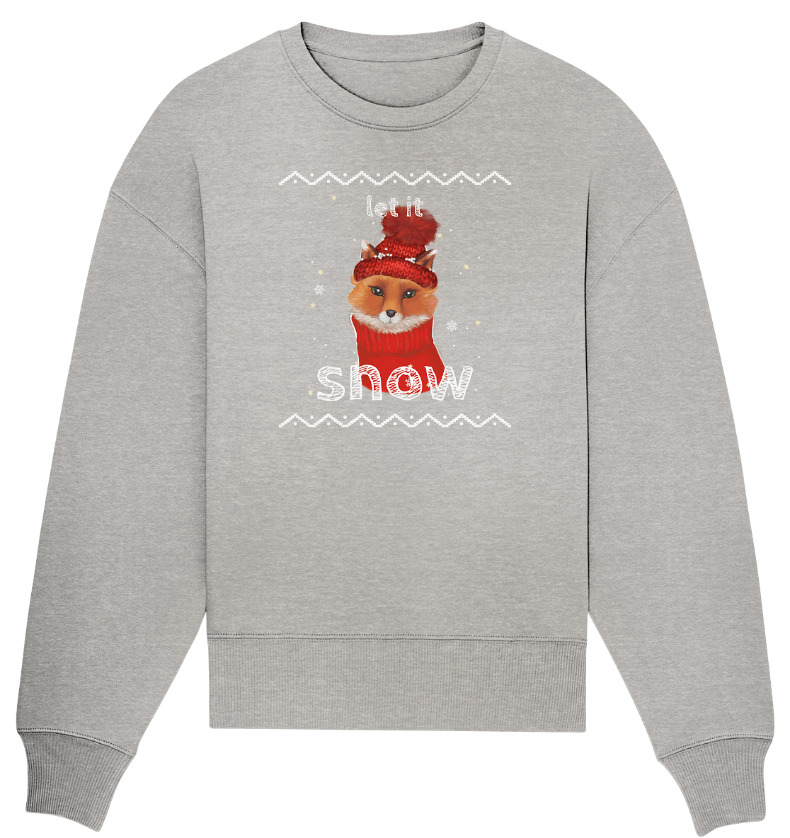 Fuchs mit Wintermütze Pullover in grau Pullover Fuchs mit Wintermütze Let it snow von Bloominic