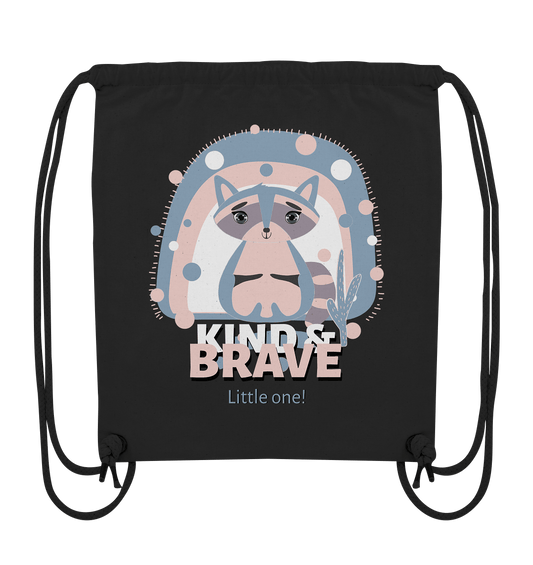 Waschbär Rucksack Turnbeutel in schwarz mit Waschbär Print