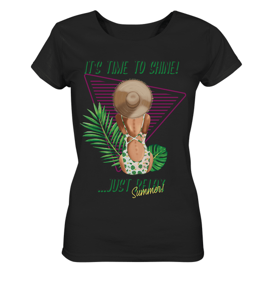 Illustration Sommer T-Shirt in schwarz Damen Shirt mit bunten sommerlichen Illustration