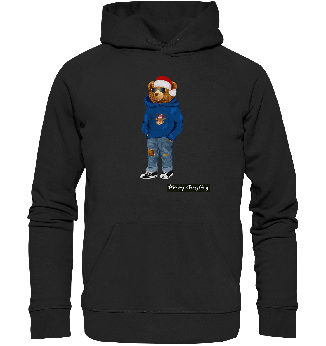 Teddybaer-Pullover-Hoodie-schwarz-weihnachtspullover-BLOOMINIC