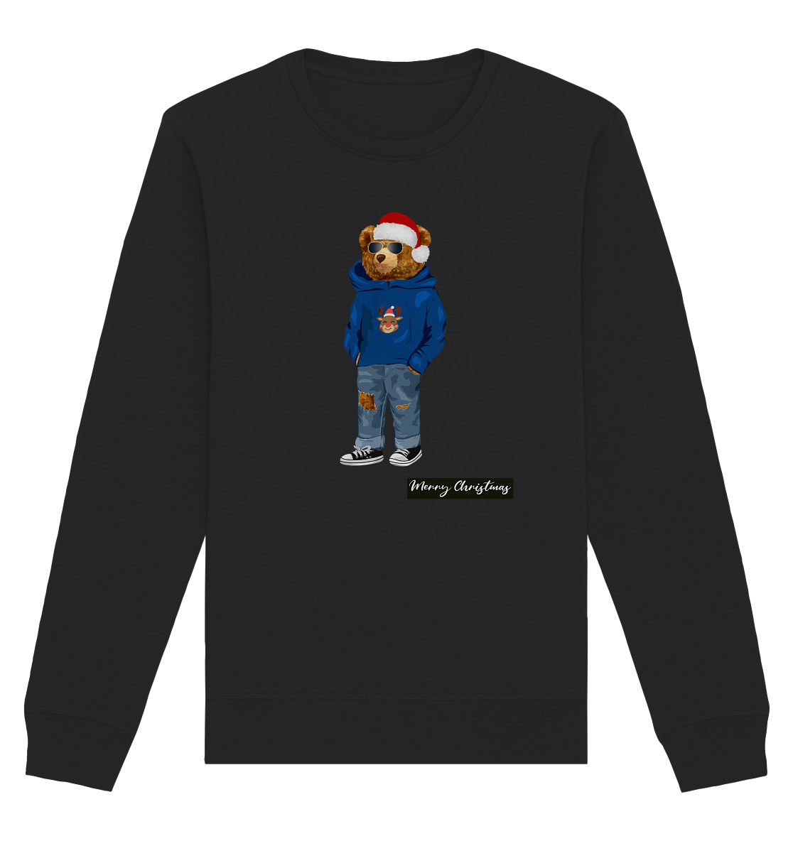 Teddybaer-Pullover-Sweatshirt-Weihnachtspullover-schwarz