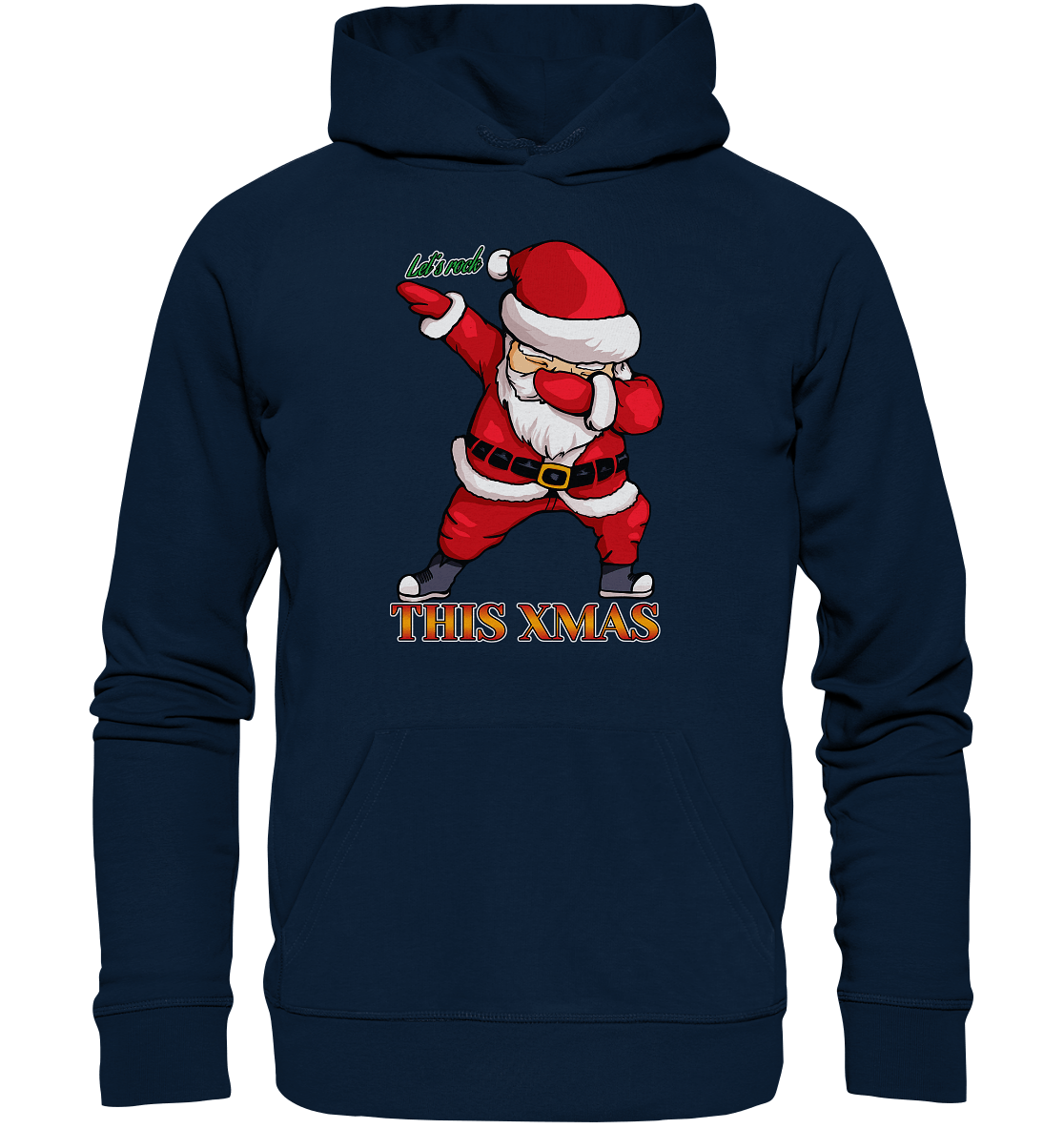 Weihnachtsmannpullover-mit-coolen-Santa-Print-lets-rock-xmas-in-navy-blau