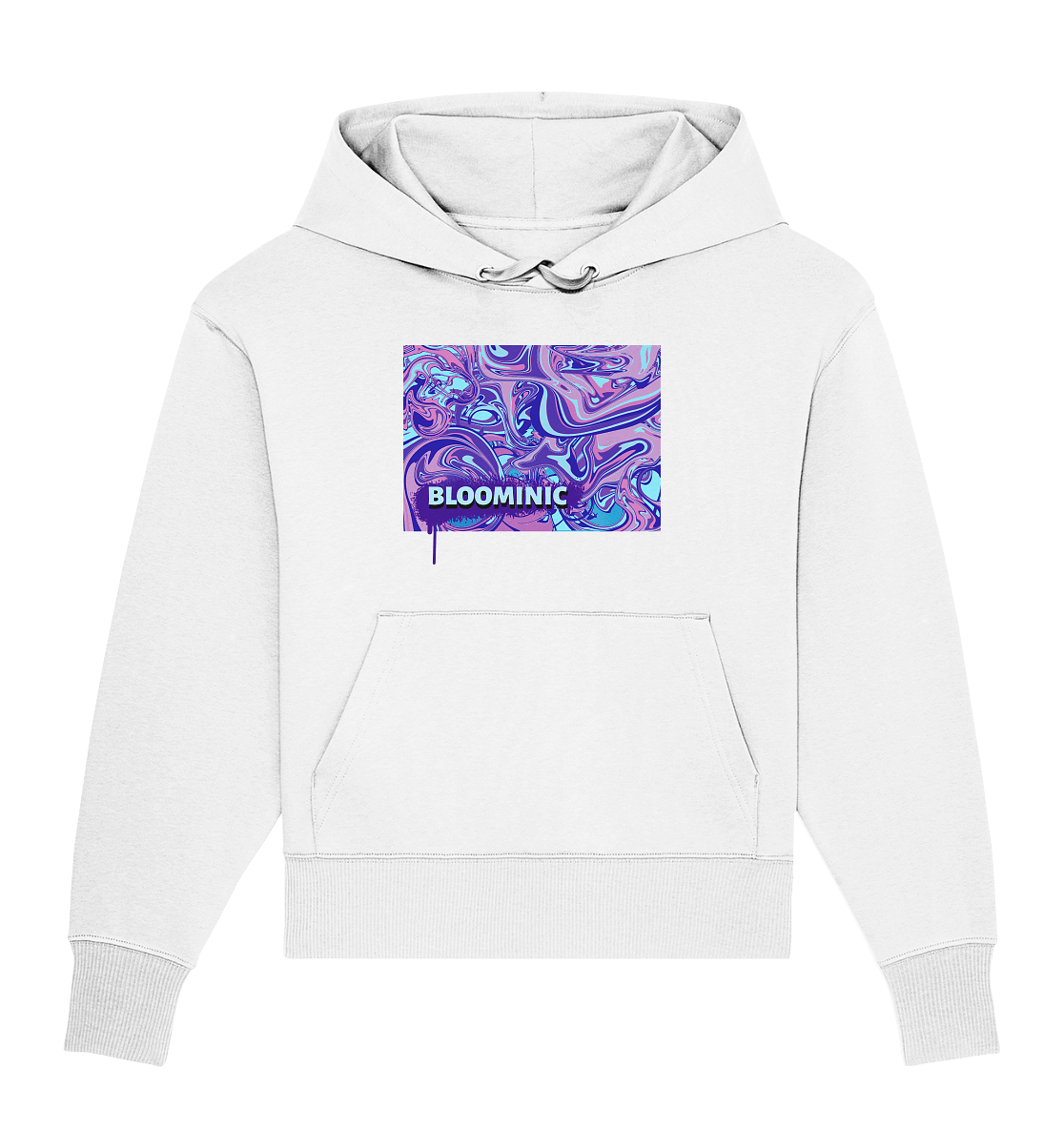 Oversize Kapuzenpullover für Damen mit modernen und trendigen Illustration und Bloominic Logo