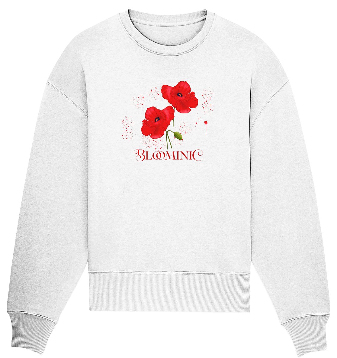 Poppy Pullover Mohnblumen Oversize Sweatshirt Mohnblumen in weiss Textile Kunst von Bloominic