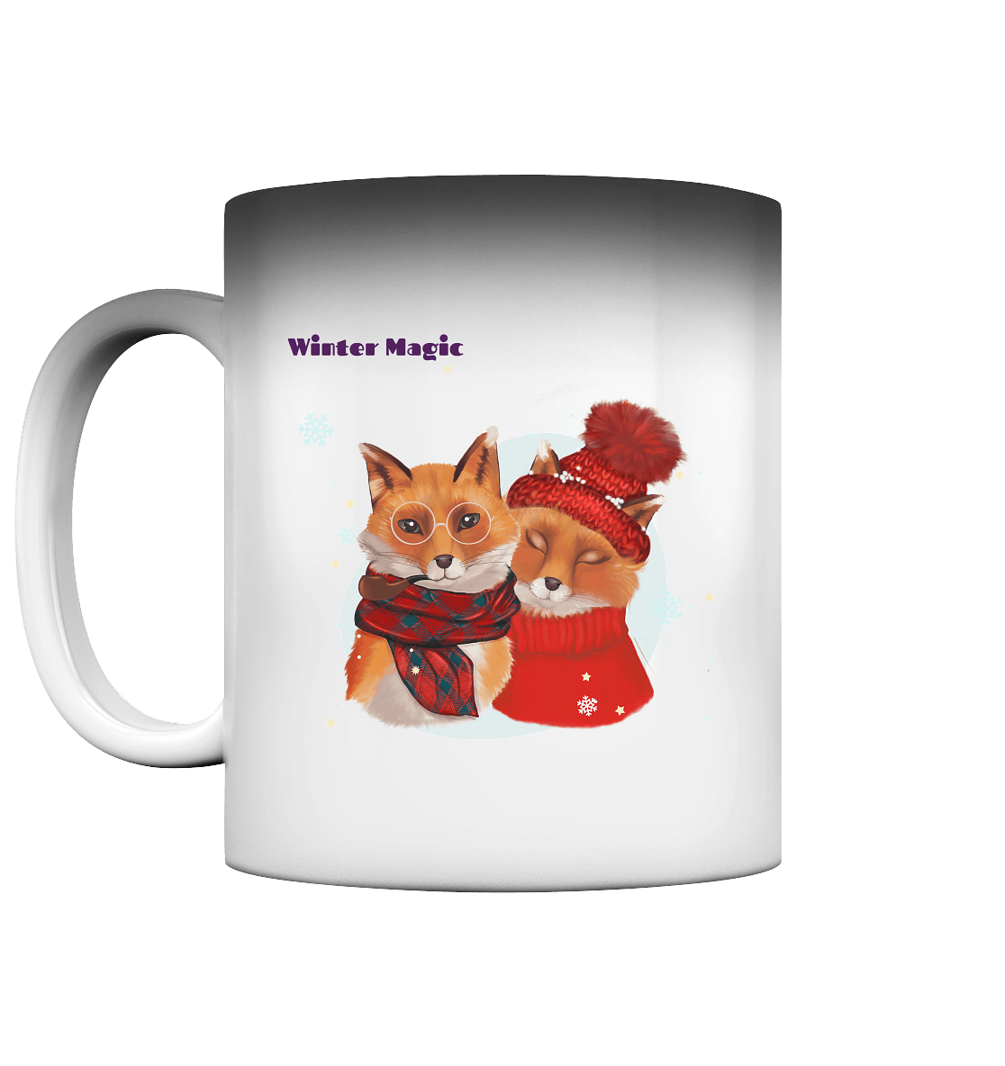 Magic Tasse Weihnachtstasse mit Fuchspärchen
