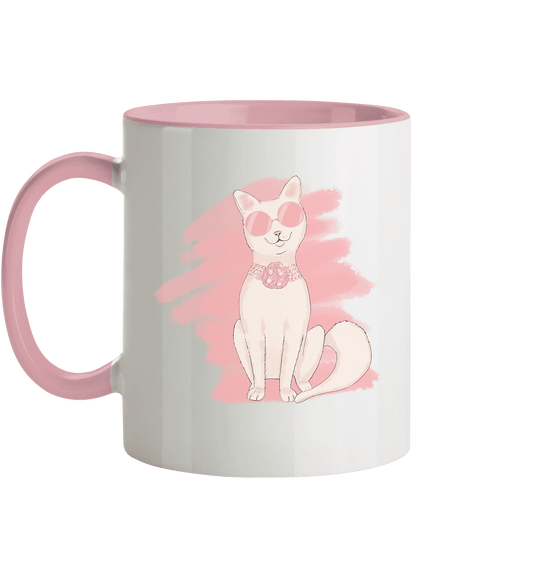 Katzen Cartoon in pink Zweifarbige Tasse mit Fashion Katzen Design. Perfekt als eine Geschenkidee. 