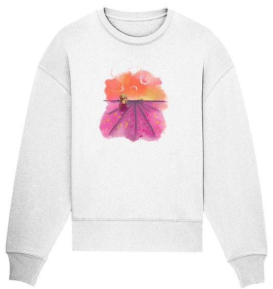 Lavendelfelder Künstlermotiv Damen Oversize Sweatshirt in weiß