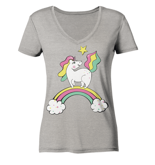 einhorn t shirt einhorn t shirt Unicorn Einhorn T-Shirt Damen V-Neck Bloominic in grau