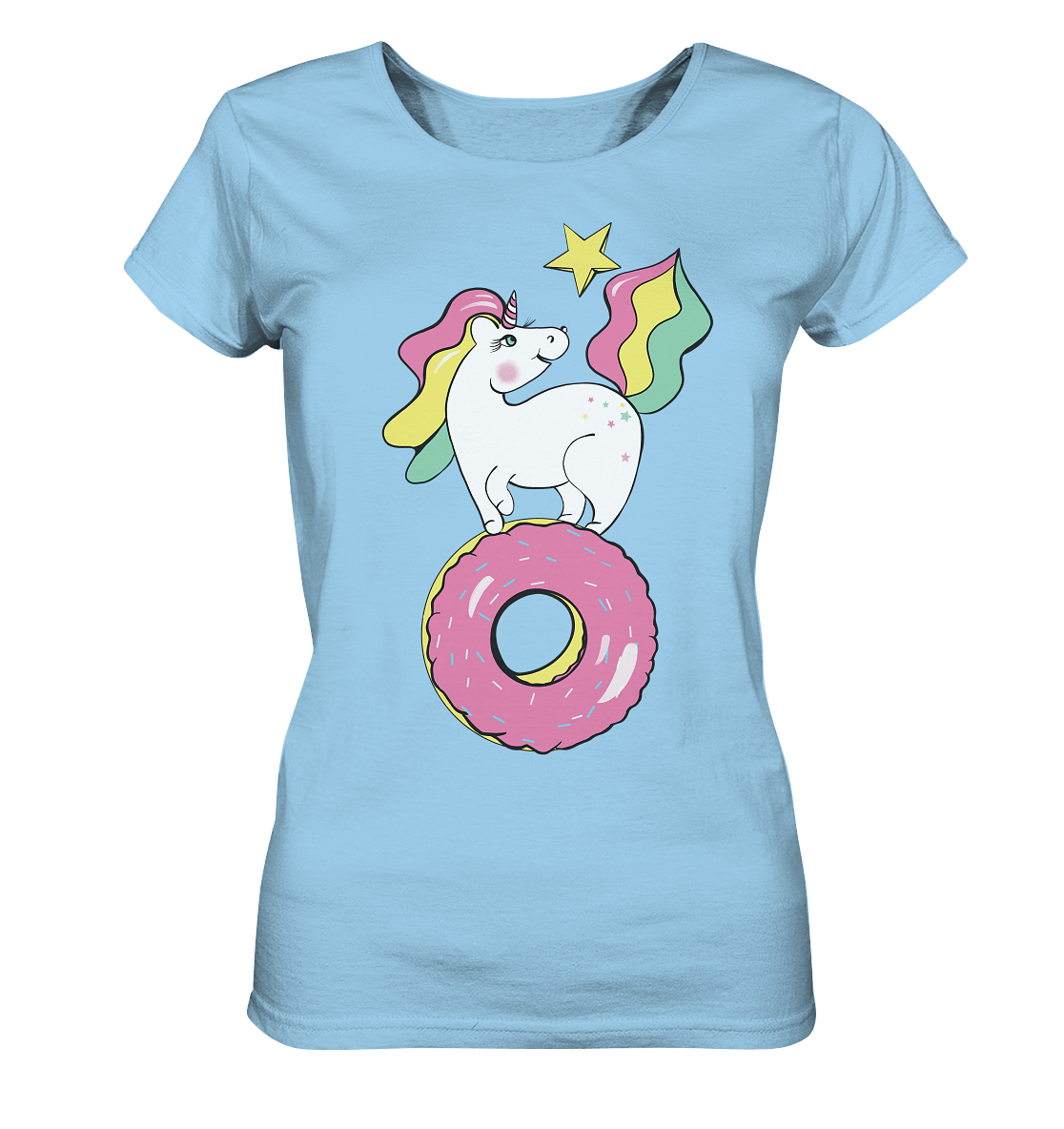 einhorn t shirt Einhorn auf Donut Unicorn T-Shirt in hell blau Bloominic