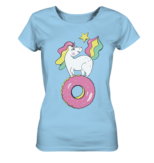 einhorn t shirt Einhorn auf Donut Unicorn T-Shirt in hell blau Bloominic